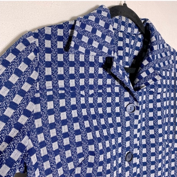 Vintage Handmade Blue Plaid 70s Style Light Jacket L - Picture 6 of 12